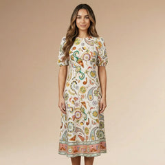 Paisley Ruffle Midi Dress