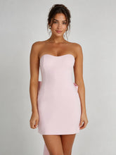 Meredith Strapless Bow Mini Dress - Blush Pink