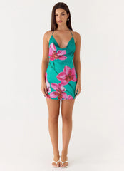 Orion Beaded Chiffon Mini Dress Blue
