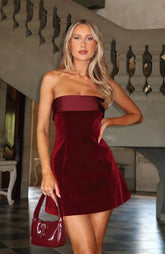 Velvet Bandeau Mini Dress