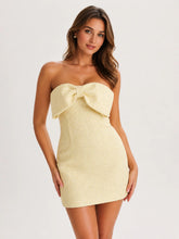 Elizabeth Tweed Bow Mini Dress - Lemon