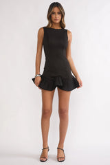 Chandelia Pleated Mini Dress Black
