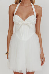 Princessa Halter Mini Dress White
