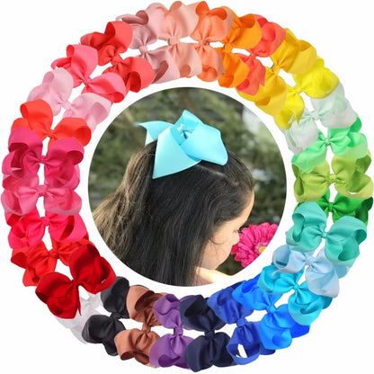 20/30/40Colors 6Inch Hair Bows Clips Large Big Grosgrain Ribbon Hair Bows Alligator Clips Hair Accessories for Girls Toddler Kid