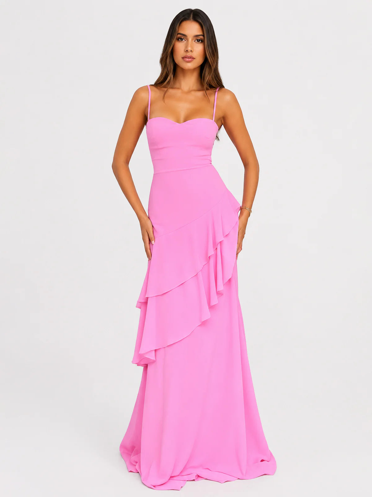 Anais Tiered Ruffle Maxi Dress - Pink
