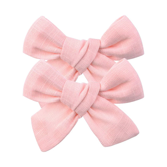 2Pcs/Set Solid Cotton Hair Bows Hair Clips for Baby Girls Boutique Hairpins Barrettes Headwear Kids Hair Acesssories