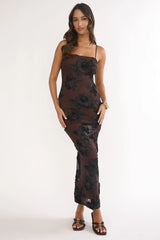 Kaela Embellished Maxi Dress Chocolate