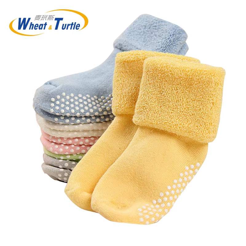 3Pairs Dreamshining Cotton Baby Socks Autumn and Winter Thicken Warm Newborn Boy Girl Floor Wear Antiskid Sock for Kids