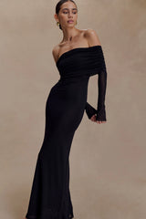 Josie Off Shoulder Mesh Maxi Dress