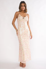 Marielle Sequin Maxi Dress Floral Pink