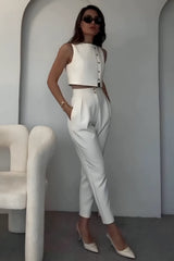 Duttini | Cropped Vest And Tapered Trousers Set