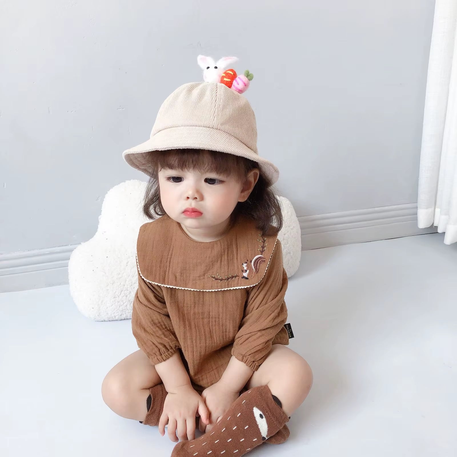 Autumn Baby Boys Girls Clothes Set Baby Long Sleeve Embroidered Bodysuit and Toddler Corduroy Overalls Jumpsuit Infant Outfits