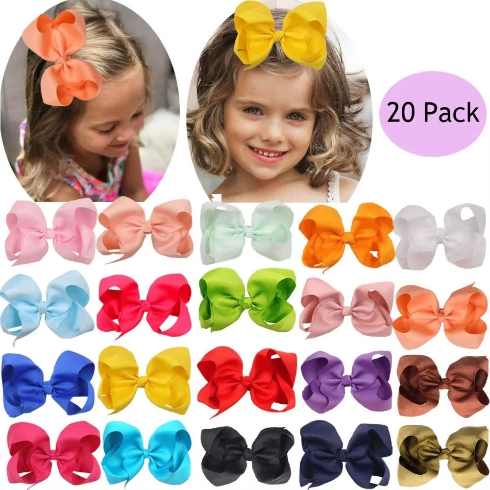 20/30/40Colors 6Inch Hair Bows Clips Large Big Grosgrain Ribbon Hair Bows Alligator Clips Hair Accessories for Girls Toddler Kid