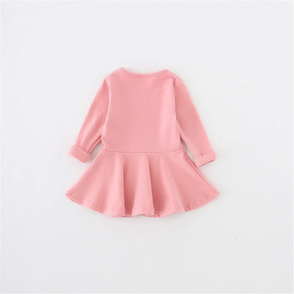 Toddler Baby Girls Long Sleeve Cotton Dress Solid Ruffle Tops