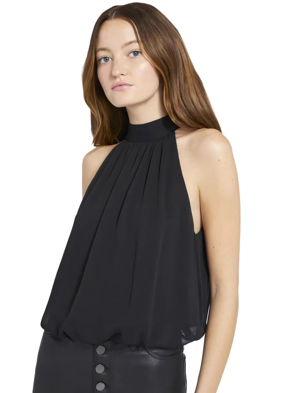 Sage Pleated Halter Top Mini Dress