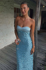 Duttini | Sculpted Petal Texture Strapless Evening Dress