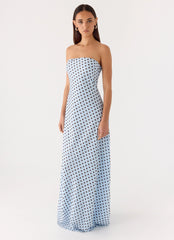 Chaniva Maxi Dress Blue Mocha Dot