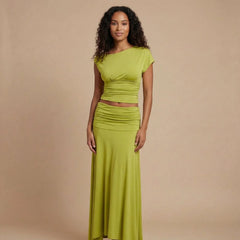 Paisley Ruched Maxi Set Maxi Dress