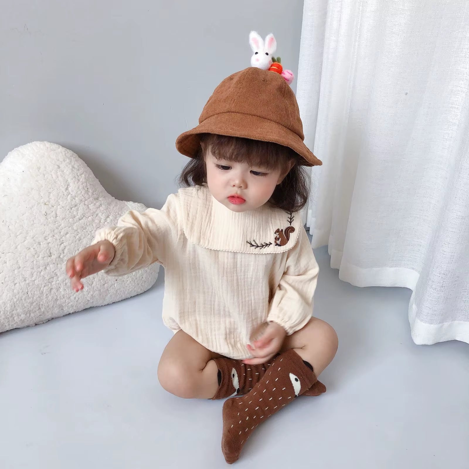 Autumn Baby Boys Girls Clothes Set Baby Long Sleeve Embroidered Bodysuit and Toddler Corduroy Overalls Jumpsuit Infant Outfits